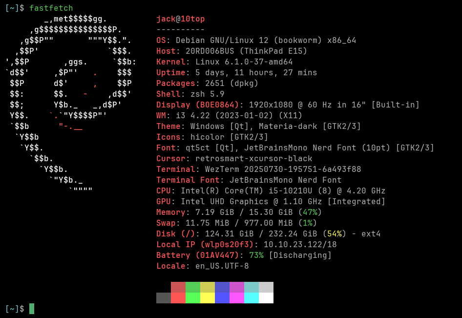 Terminal showing neofetch system information